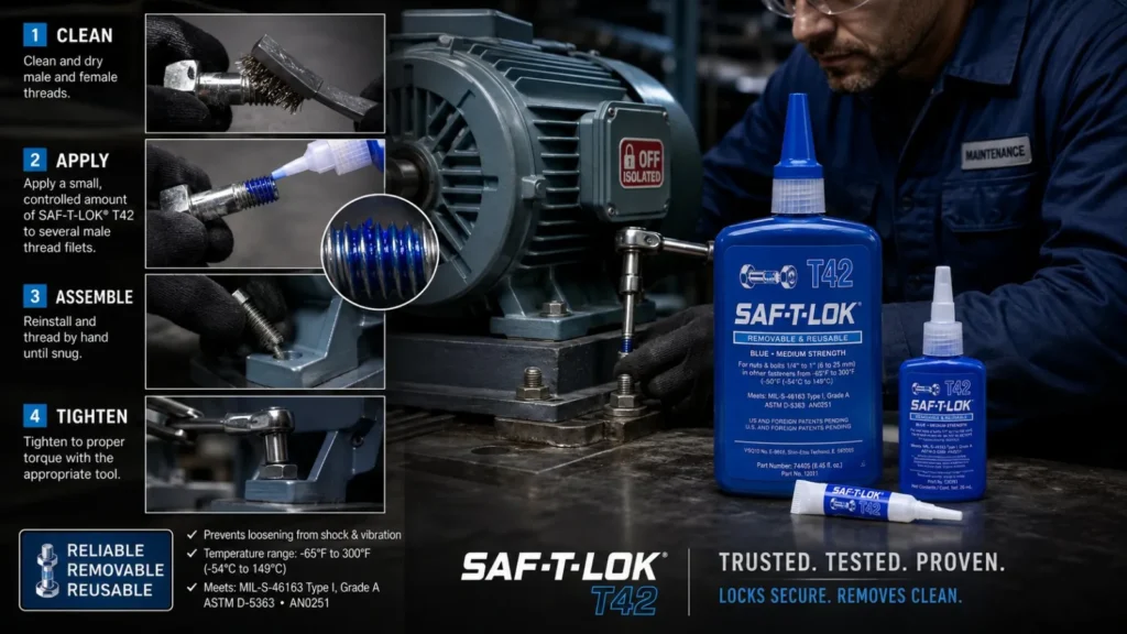 Fijador de Tornillos T42 / T62 - Adhesivo Anaeróbico SAF-T-LOK — ejemplo de uso 6