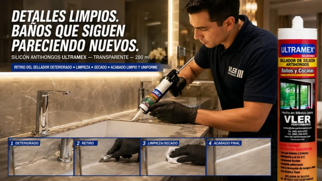 Silicón Antihongos Blanco y Transparente (280 ml) — ejemplo de uso 10