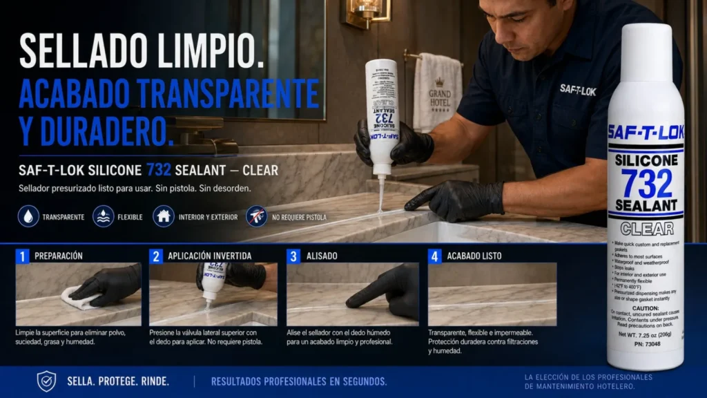 Silicón Transparente Presurizado RTV 732 (7.25 oz / 206 g) — ejemplo de uso 1